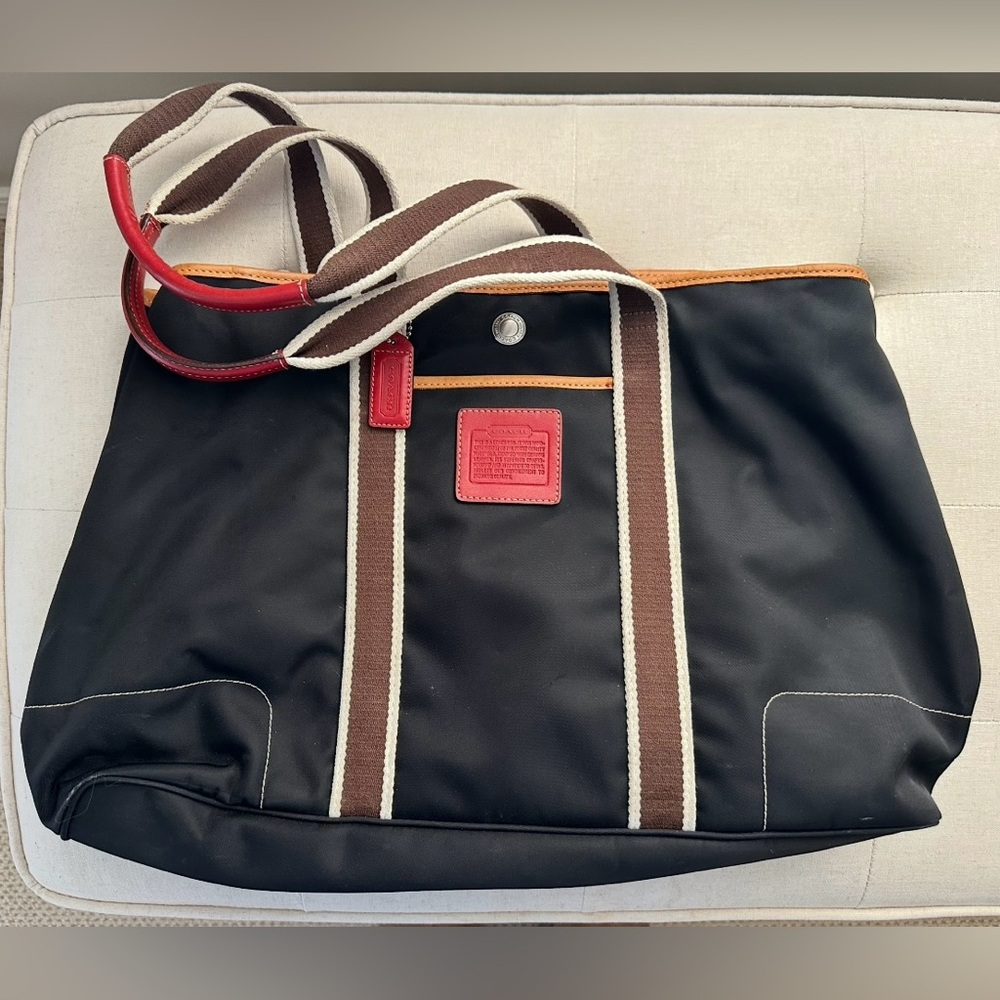 Vintage Coach Hampton Black Nylon Tote Bag